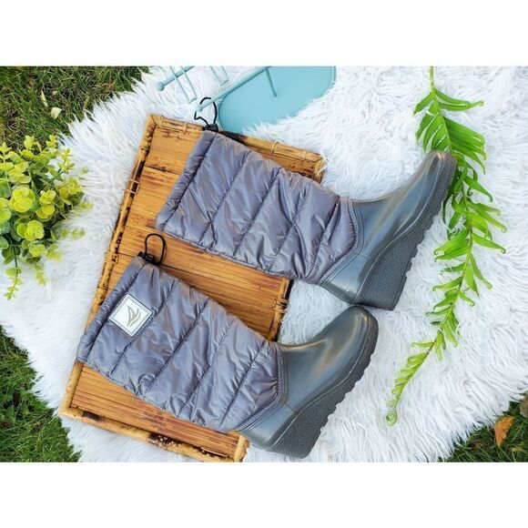 Sperry Insulated Stylish Wedge Heel Water Resistant Rubber Boots - Picture 3 of 11